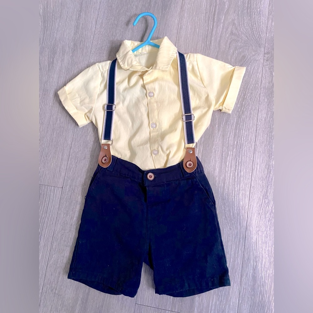18 Month boy dressy elegant outfit! Special event/party suspenders, button down